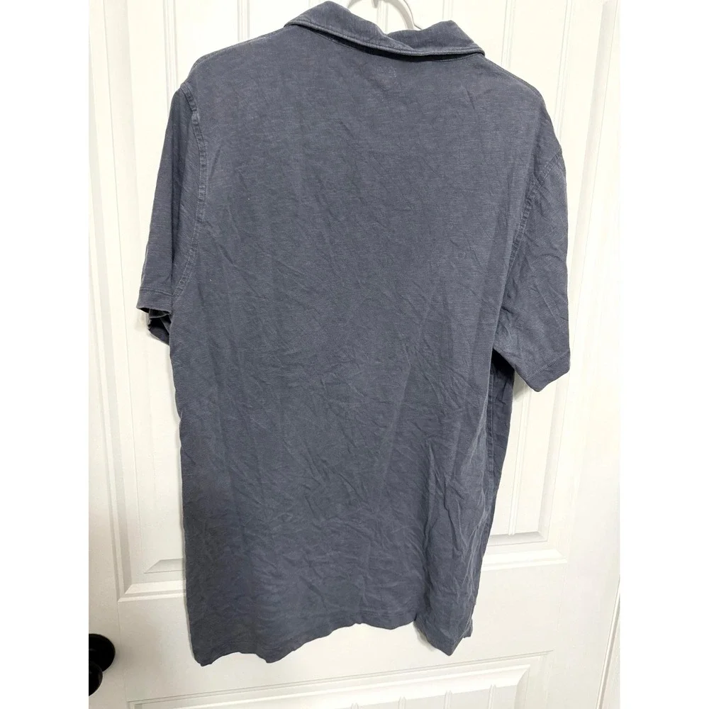 J. Crew Polo Shirt Mens XL Blue Slub Cotton Garment-Dyed Pocket Short Sleeve